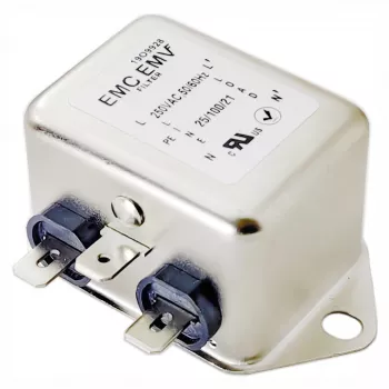 Filtro EMI monofásico Akyga EN2090-3-F, 3 A, 120–250 V AC, 50/60 Hz, conectores 6,3 mm