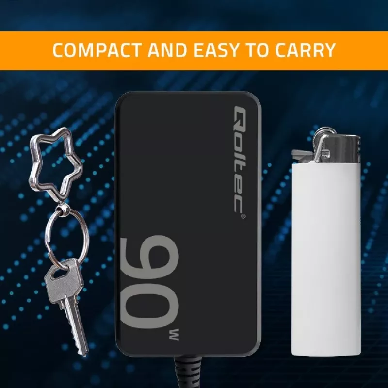 Carregador de parede Qoltec 90W GaN Super Fast SLIM | XP | 5-20V | 4,5A | USB-C 3.1 | Portátil | MacBook | Smartphone | + cabo