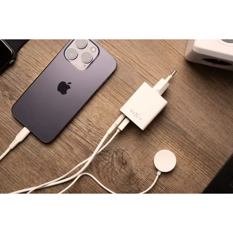 Carregador de viagem FIXED Fixed Mini USB-C/USB 45W — carregador compacto de porta dupla com USB-C e USB-A