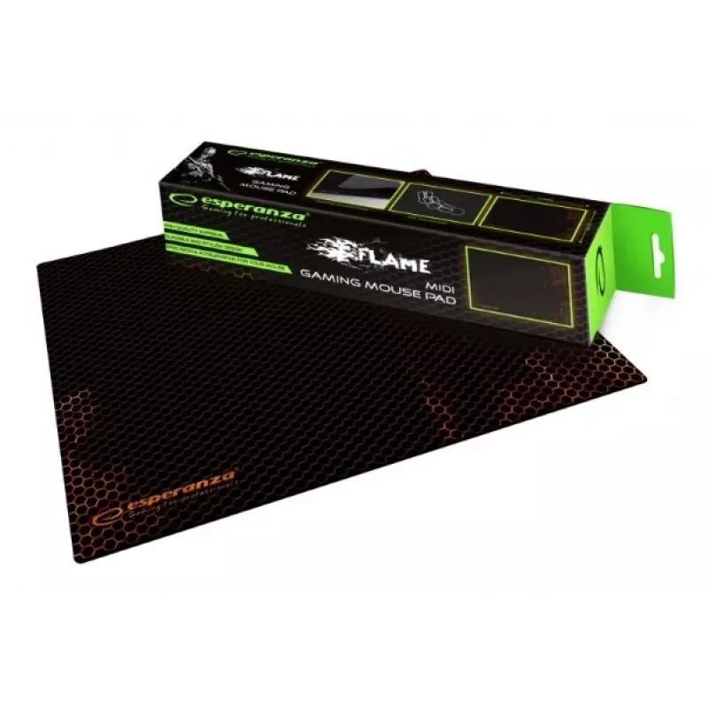 Tapete de rato gaming ESPERANZA EGP102R — poliéster, 300×240 mm, 3 mm de espessura, preto, superfície impressa
