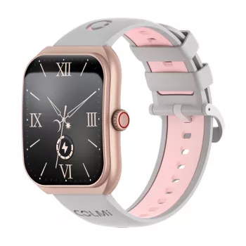 Smartwatch Colmi P86 ouro rosa com medidor de frequência cardíaca, à prova de água