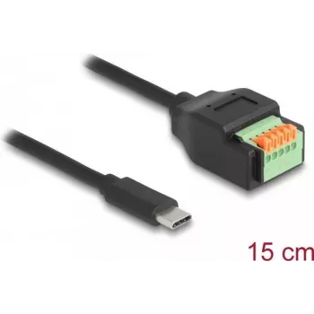 Cabo DeLOCK USB 2.0 USB Type-C macho para adaptador de barra de terminais 15 cm