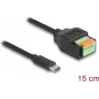Cabo DeLOCK USB 2.0 USB Type-C macho para adaptador de barra de terminais 15 cm