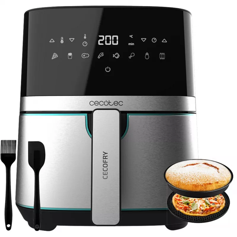 Fritadeira de ar quente CECOTEC Cecofry Full Inox Pro 5500 Pro com acessórios