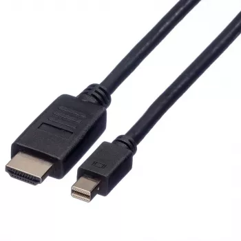 ROLINE - cabo de vídeo/áudio - DisplayPort / HDMI - 32 AWG - Mini DisplayPort (macho) - HDMI, 19 pinos (macho) - 1 m - blindado - preto (11.04.5790)