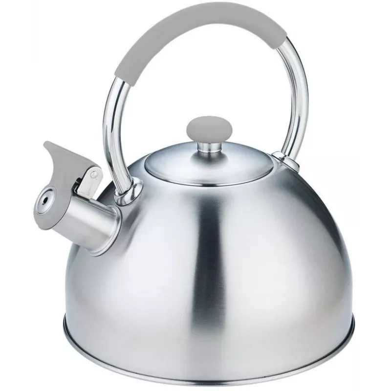 Chaleira Maestro MR-1323 — aço inoxidável, 2,5 L, apito com tampa rebatível, pega em silicone frio