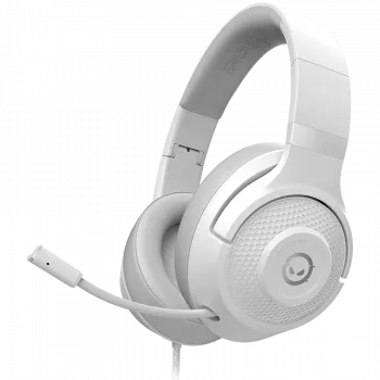 LORGAR Noah 101, headset gaming com microfone, ligação jack 3,5 mm, comprimento do cabo 2 m, design dobrável, almofadas de couro ecológico PU, tamanho: 185*195*80 mm, 0,245 kg, branco