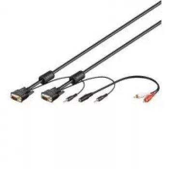 Wentronic Cabo de áudio SVGA - 3m - VGA (D-Sub) - VGA (D-Sub) - Preto - Áudio 3,5 mm (93969)