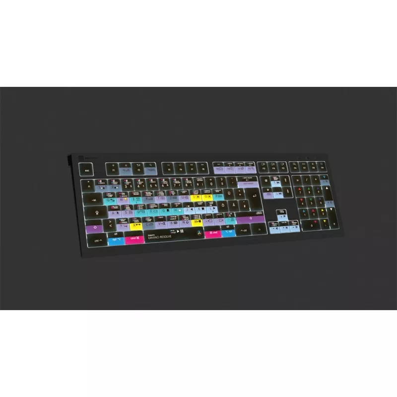 Logickeyboard ASTRA 2 teclado DaVinci Resolve para Mac, tamanho completo, USB com fio, mecanismo de tesoura, QWERTZ alemão, preto