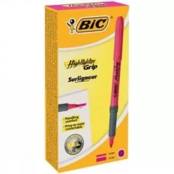 Marcador de texto BIC FLEX rosa, caixa de 12 unidades 494879