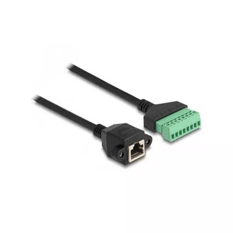 Cabo RJ45 DeLOCK Cat.6 conector fêmea para adaptador de terminais de série 1 m