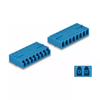 Acoplador de fibra ótica HD LC Octuplex fêmea para LC Octuplex fêmea DeLOCK azul