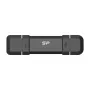 Silicon Power DS72 SSD portátil tipo pen de 250 GB, USB 3.2 Gen 2, USB-A/USB-C, preto