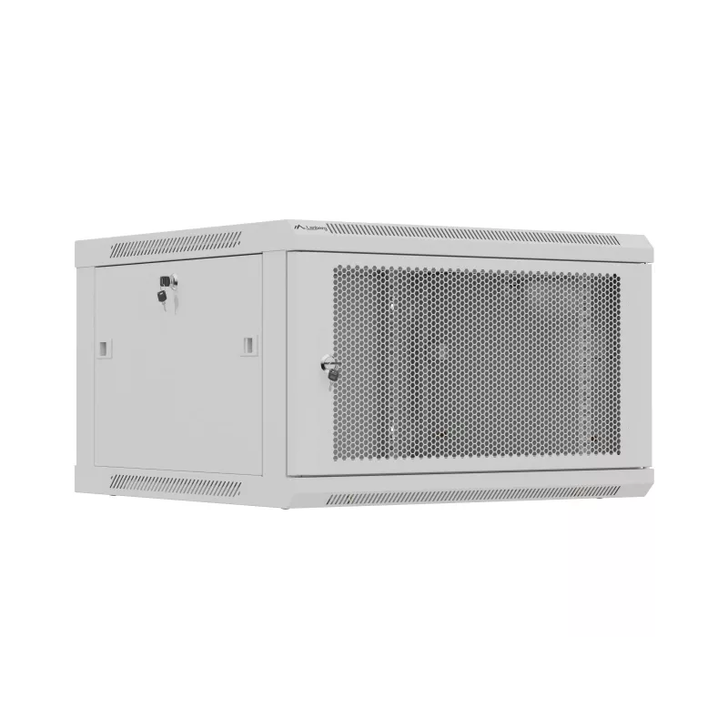 Armário rack 19 polegadas 6U 600x600 cinzento perfurado