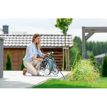 Carro de mangueira metálico Cellfast EXPLORER 60 m 1/2 polegadas – para mangueira de jardim de 60 m 1/2 polegadas