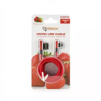 Sbox USB->Micro USB 90 M/M 1,5m USB-MICRO-90R vermelho morango