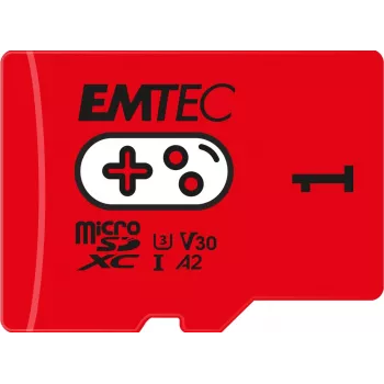 Cartão de memória Emtec 1TB UHS-I U3 V30 A2 Gaming Rouge ECMSDM1TXCU3G