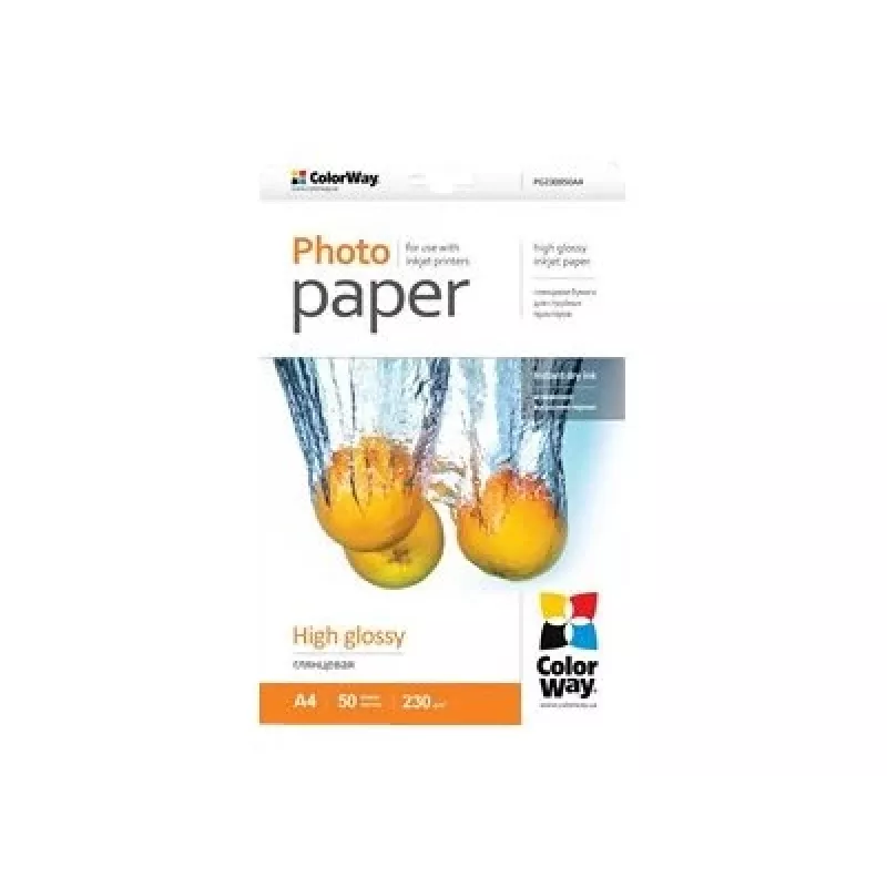 Papel fotográfico A4 ColorWay PG230050A4, 230 g/m², 50 folhas