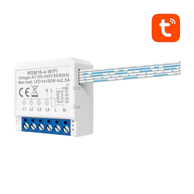 Módulo de interruptor inteligente Avatto WSM16-W4 Tuya Wi-Fi para controlo remoto de circuitos elétricos