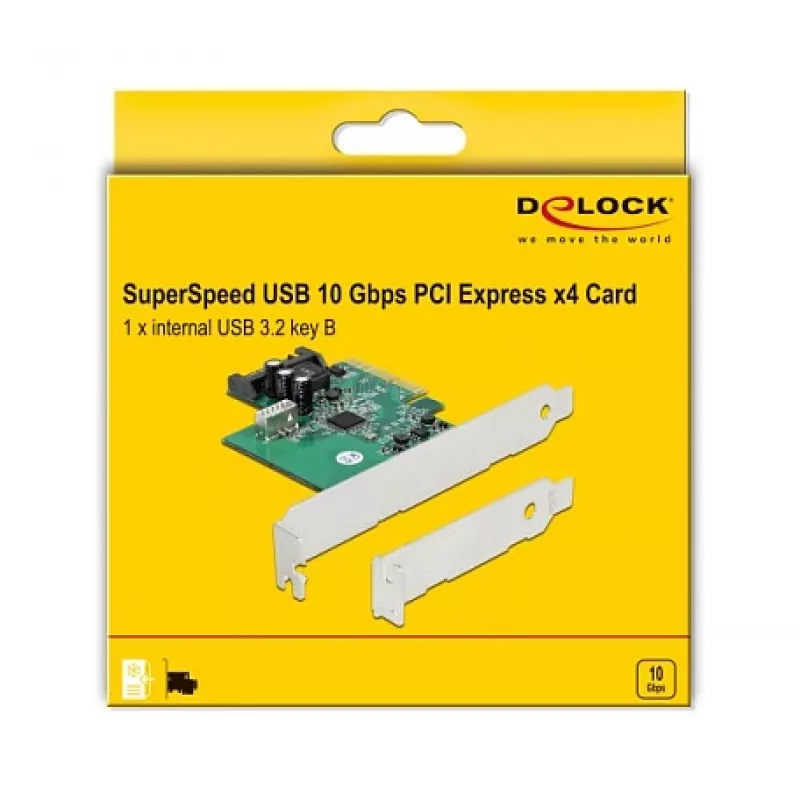 Placa DeLOCK PCI Express x4 para 1 x conector fêmea USB 3.2 Gen 2 Key B de 20 pinos interno