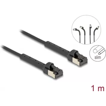 Cabo de rede DeLOCK RJ45 fino Cat.6A U/FTP 1 m preto