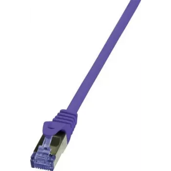 Cabo de rede RJ45 LogiLink CQ303VS, cabo de patch CAT 6a S/FTP 1,00 m lilás ignífugo, isento de halogéneos