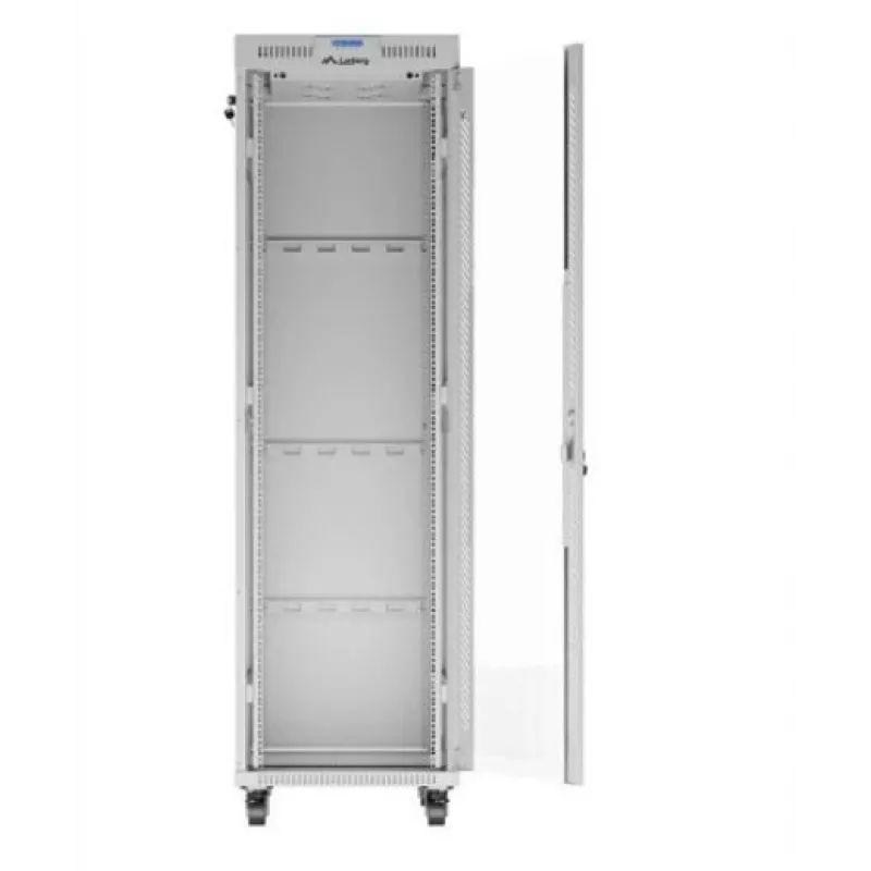 Lanberg FF01-6842-12SL armário rack de chão de 19" 42U 600x800x2122 mm, porta de vidro, LCD, flat pack, 1200 kg, IP20, cinzento
