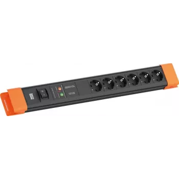 Bachmann CONNECTUS 6xCEE7/3 1xGVS 1x interruptor 2,0 m CEE7/7 preto/laranja (BM005915)