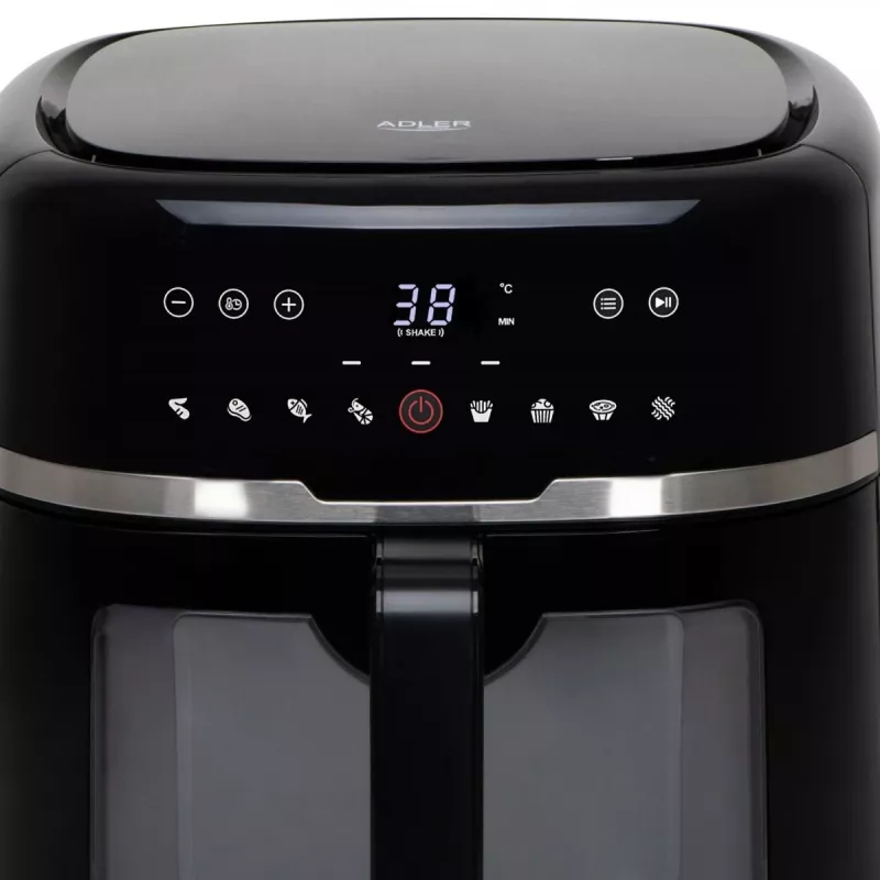 Adler AD 6318 fritadeira de ar, 8 l, 2500 W, ecrã LCD, 9 programas, preta