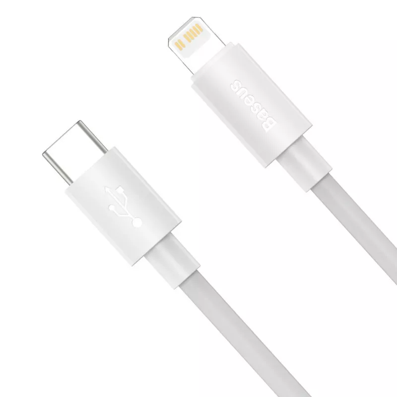 Kit de cabos de dados Baseus Simple Wisdom USB-C para Lightning PD 20W (2 unid./conjunto) 1,5m branco
