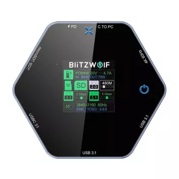 Docking station BlitzWolf BW-TH16 8in1 USB 100W com ecrã inteligente LCD