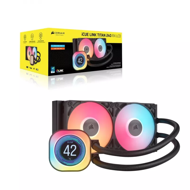 Arrefecedor de ar Corsair iCUE LINK TITAN 240 RX LCD 12 cm preto 300–2100 RPM