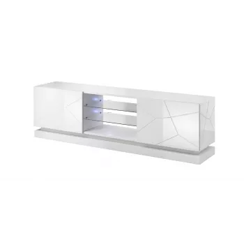 Móvel de TV Cama QIU 200 MDF branco brilhante/branco brilhante