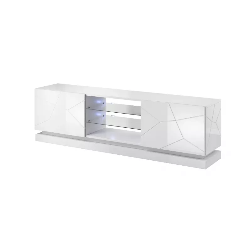Móvel de TV Cama QIU 200 MDF branco brilhante/branco brilhante