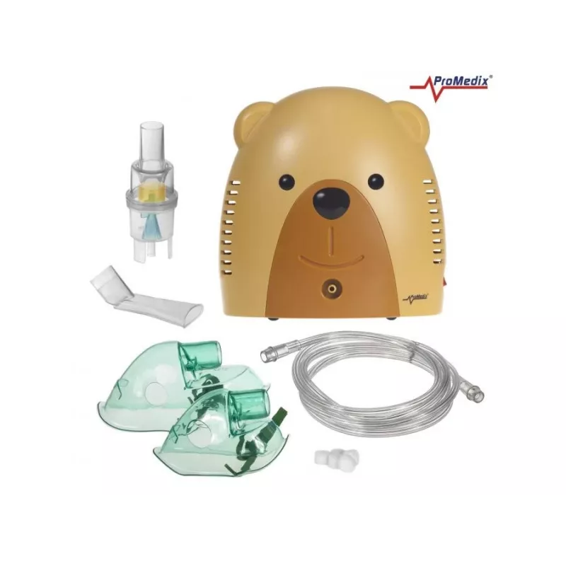Inalador Promedix para crianças, urso de peluche, conjunto nebulizador, máscaras, filtros, PR-811