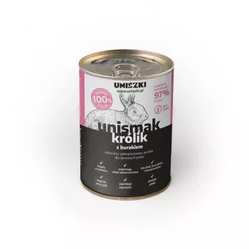 Comida húmida para cães UNISZKI Unismak coelho 400 g — receita de coelho, alimento completo para cães adultos