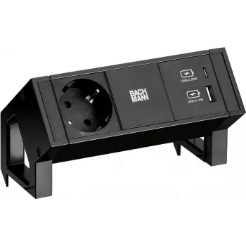 Bachmann DESK2 1x CEE7/3 carregador USB A/C preto (902.9109)