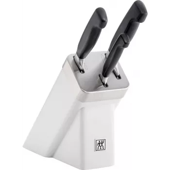 Conjunto de facas ZWILLING FOUR STAR 3 peças com bloco de afiação automática, branco