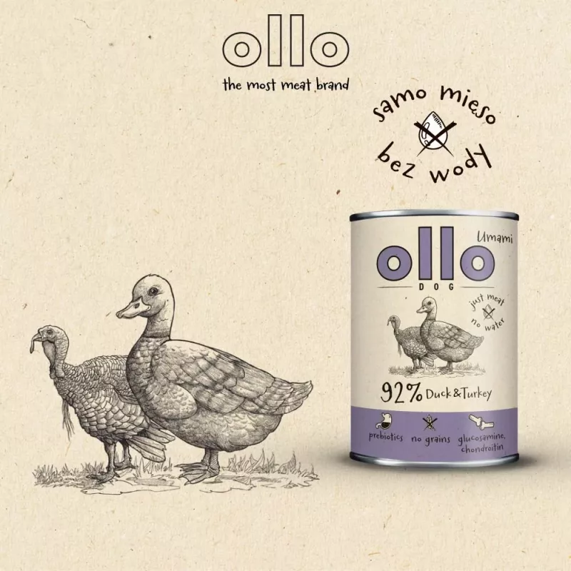 OLLO Umami pato e peru - Ração húmida para cães - 850g