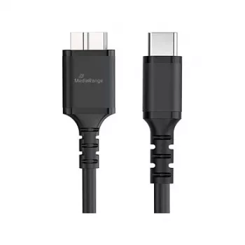 Cabo USB MediaRange MRCS257 0,5 m — Micro-USB B para USB-C, USB 3.2 Gen 1 (5 Gbit/s), preto