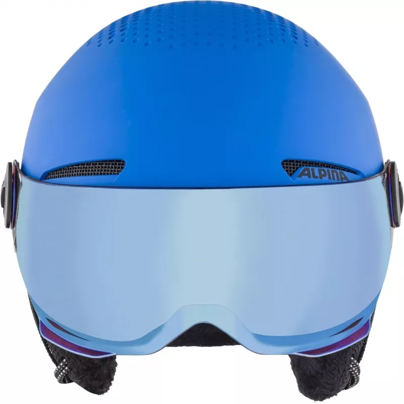 Capacete ALPINA ZUPO VISOR QLite — Capacete de Esqui para Criança, Casco Rígido, 54–58 cm, Visor Integrado, Run System Ergo Snow