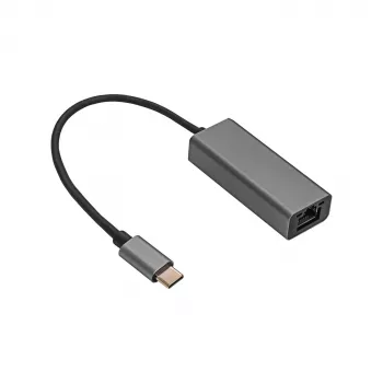 Adaptador USB-C para Gigabit Ethernet Akyga AK-AD-65, RJ45, 15 cm, prateado