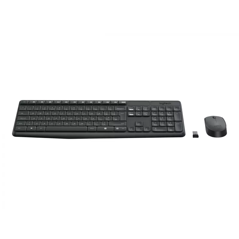 Conjunto de teclado e rato sem fios Logitech MK235 Tamanho completo Cinzento