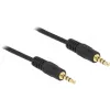 DeLOCK - Cabo de áudio - 28 AWG - Mini-jack 3,5 mm, 4 polos (macho) - Mini-jack 3,5 mm, 4 polos (macho) - 5,0 m - Blindado - Preto (83438)