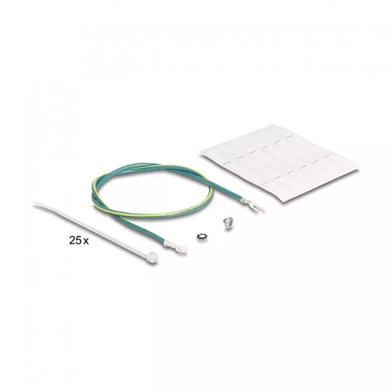 Painel Keystone DELOCK 19 polegadas 24 portas angular com alívio de tensão, 1U, preto, 482,6×125,5×44,2 mm