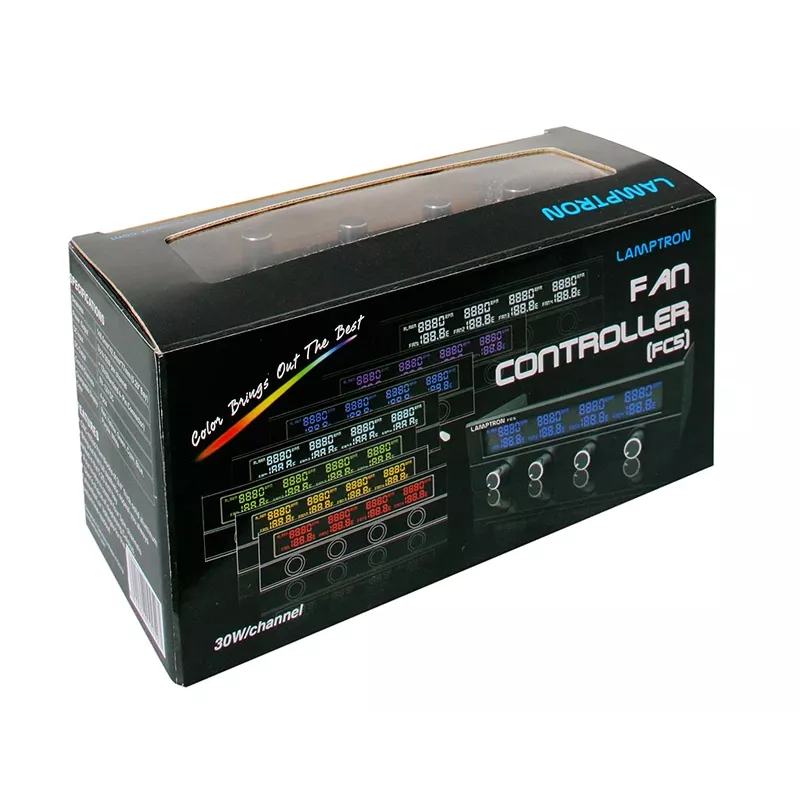 Controlador de ventoinhas de 5,25 polegadas Lamptron FC5 V2 preto — controlo PWM/manual multi-ventoinha, instalação no painel frontal