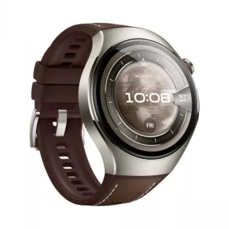 Huawei Watch 5 46 mm 55020EVY smartwatch, AMOLED de 1,5 polegadas 466x466, GPS, NFC, 4G LTE, titânio, prateado/castanho