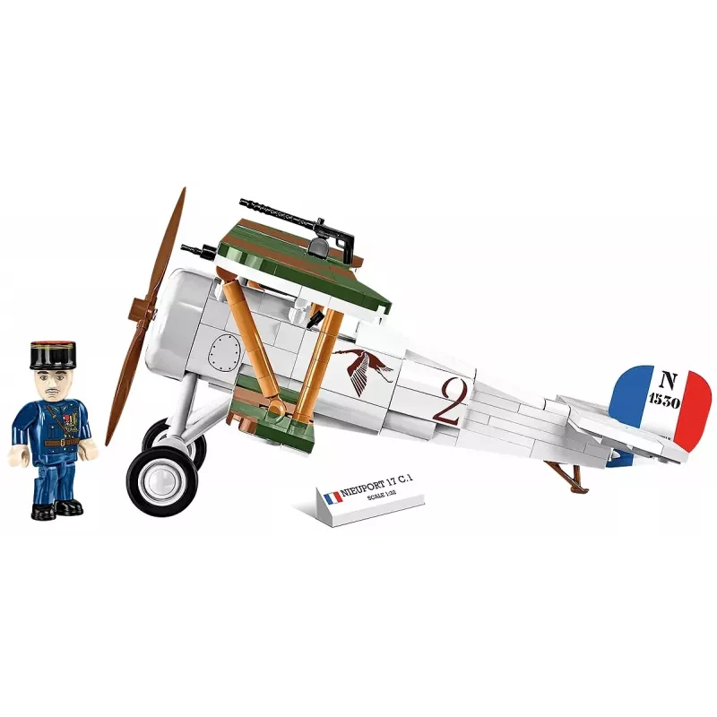 Conjunto de construção Cobi Blocks Nieuport 17 C.1 277 peças — kit de avião modelo, conjunto de blocos de encaixe colecionável
