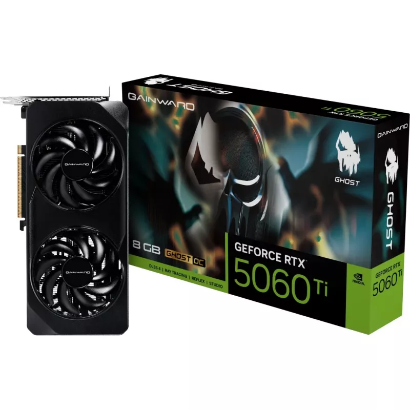 Placa gráfica GAINWARD GeForce RTX 5060 Ti Ghost OC — 8 GB GDDR7, 128-Bit, PCIe 5.0, 2407 MHz