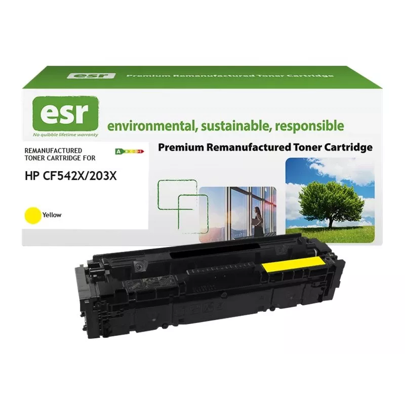 Cartucho de toner ESR compatível com HP CF542X amarelo alta capacidade recondicionado 2.500 páginas